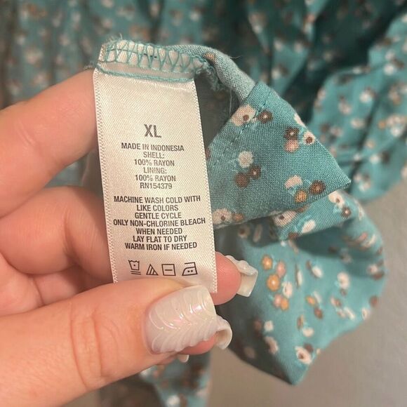 ✨Aeropostale Floral Sweetheart Neck Tie Back Teal Sz XL Dress✨ - Picture 11 of 11